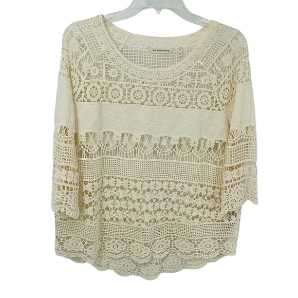 Soft Surrounding Ivory Boho Crochet Open Knit Shell Top - Sz S - Picture 1 of 16